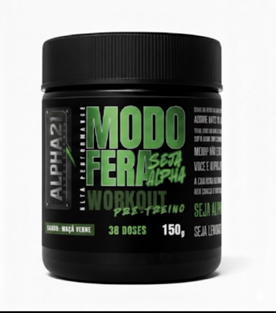 PRÉ-TREINO MODO FERA MAÇA VERDE  – ALPHA21 SUPPLEMENTS ⭐⭐⭐⭐⭐ ( 1320 avaliaçoes )