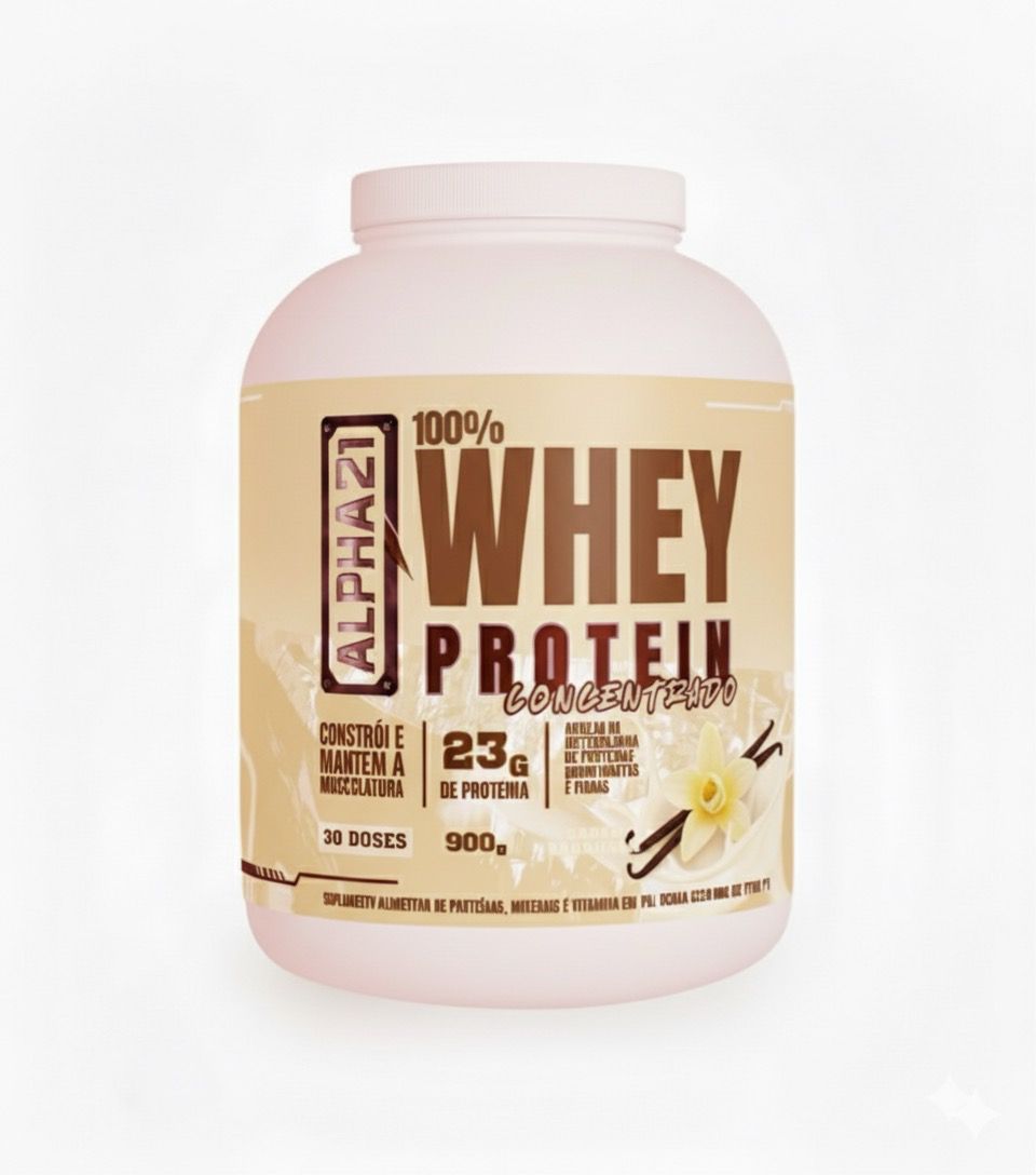 WHEY PROTEIN CONCENTRADO 900G – BAUNILHA – ALPHA21 SUPPLEMENTS ⭐️⭐️⭐️⭐️⭐️ (1928 avaliaçoes )