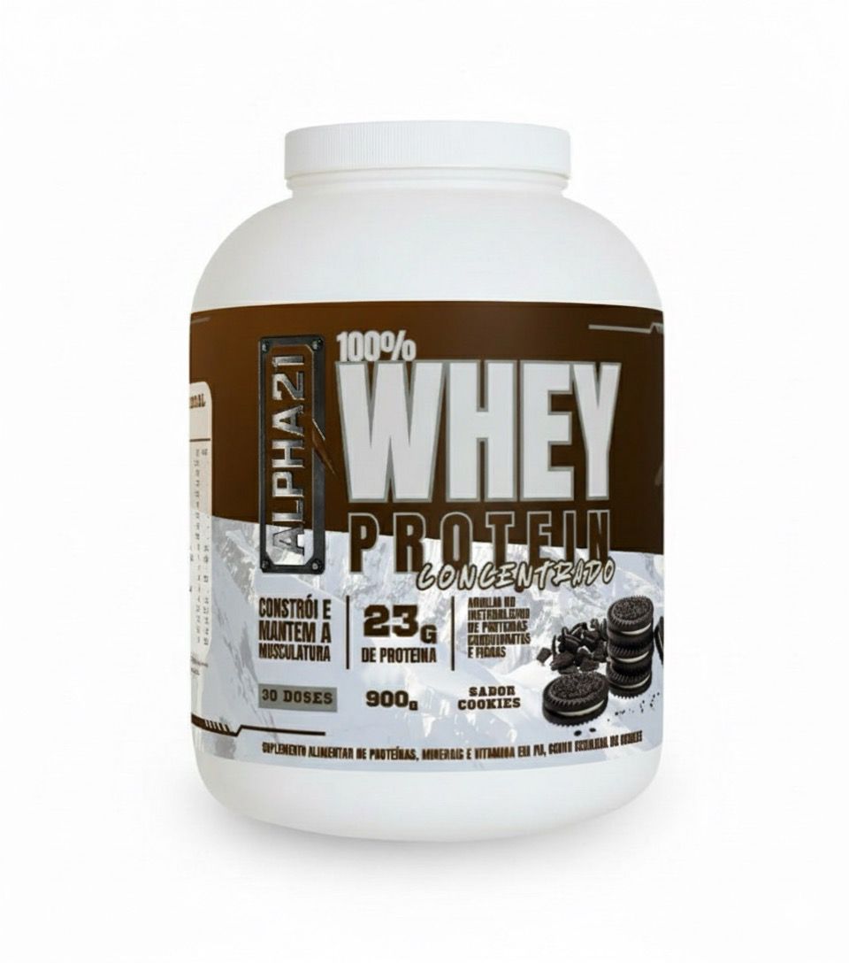 WHEY PROTEIN CONCENTRADO 900G – COOKIES – ALPHA21 SUPPLEMENTS ⭐️ ⭐️⭐️⭐️ (2257 avaliaçoes )
