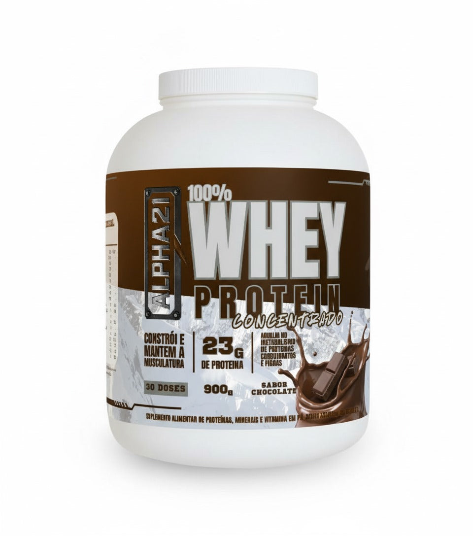 WHEY PROTEIN CONCENTRADO 900G – CHOCOLATE – ALPHA21 SUPPLEMENTS⭐️ ⭐️⭐️⭐️⭐️ (2260 avaliações)