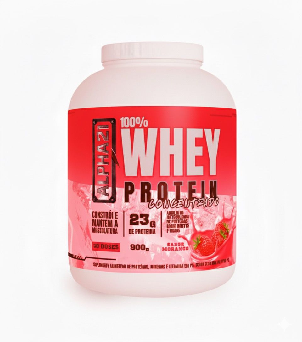 WHEY PROTEIN CONCENTRADO 900G – MORANGO – ALPHA21 SUPPLMENTS ⭐️⭐️⭐️⭐️⭐️ (2210 avaliações)