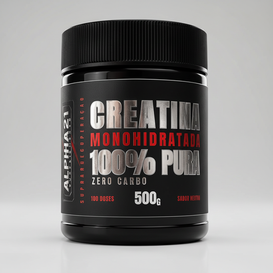 Creatina Monohidratada 500g ALPHA21 fundo cinza