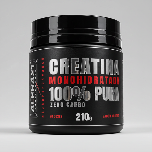 Creatina Monohidratada 210g ALPHA21 fundo cinza