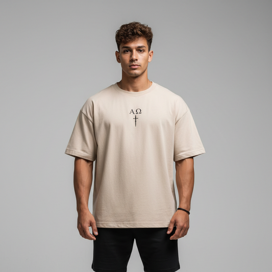 Camisa Oversized ALPHA21 fundo cinza