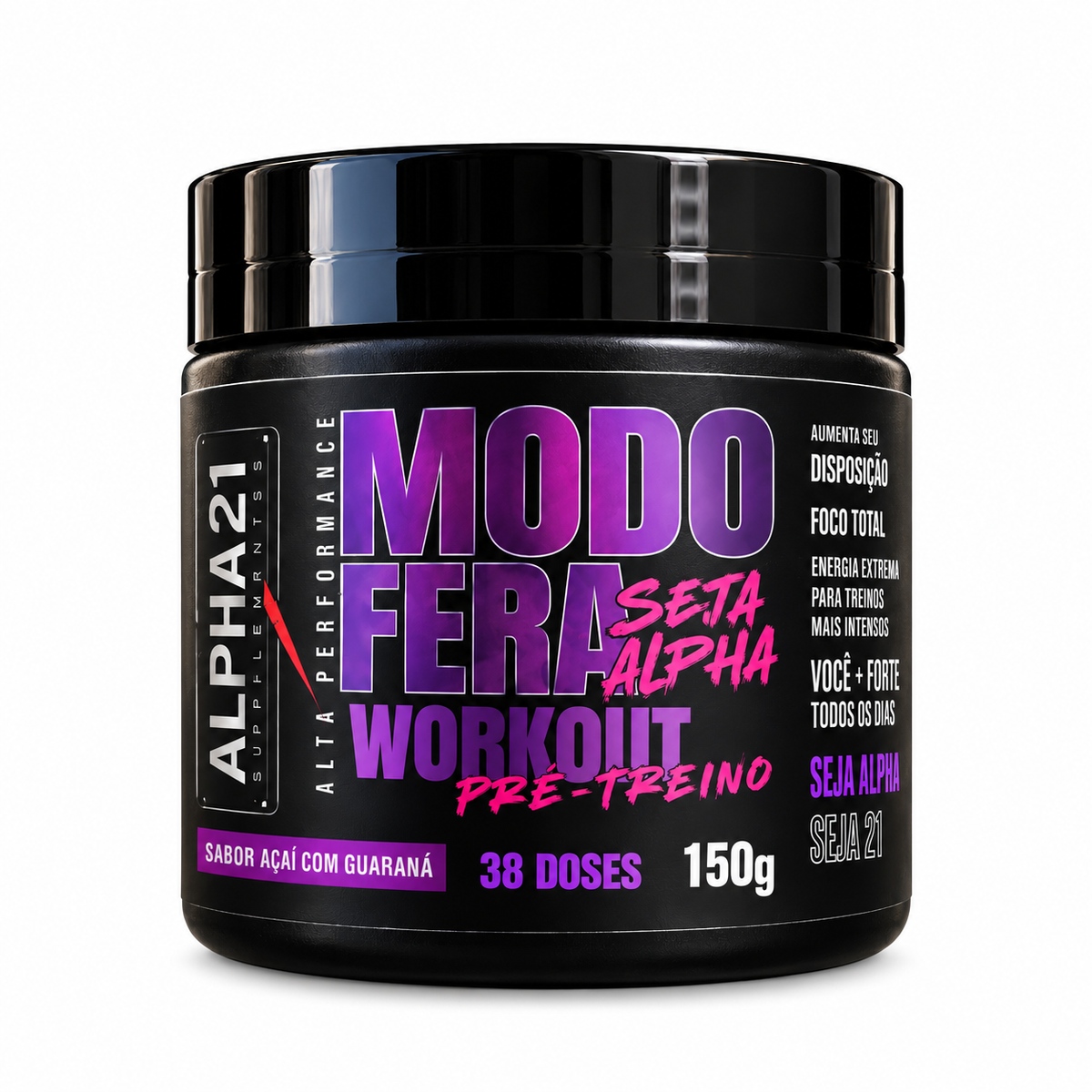 Pré-Treino Modo Fera ALPHA21 150g – Energia Premium