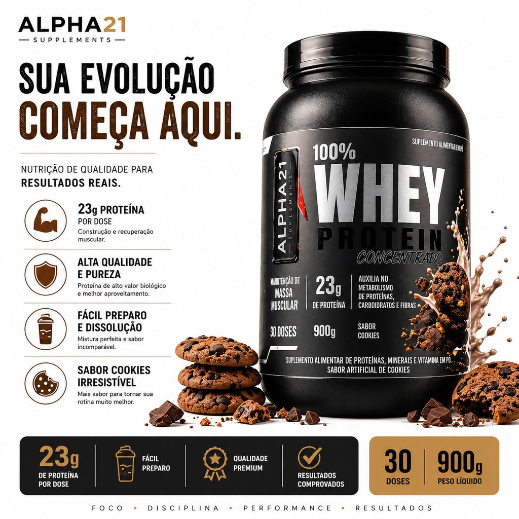 Kit Trio Whey Concentrado ALPHA21 – Fabricado sob BPF/ANVISA