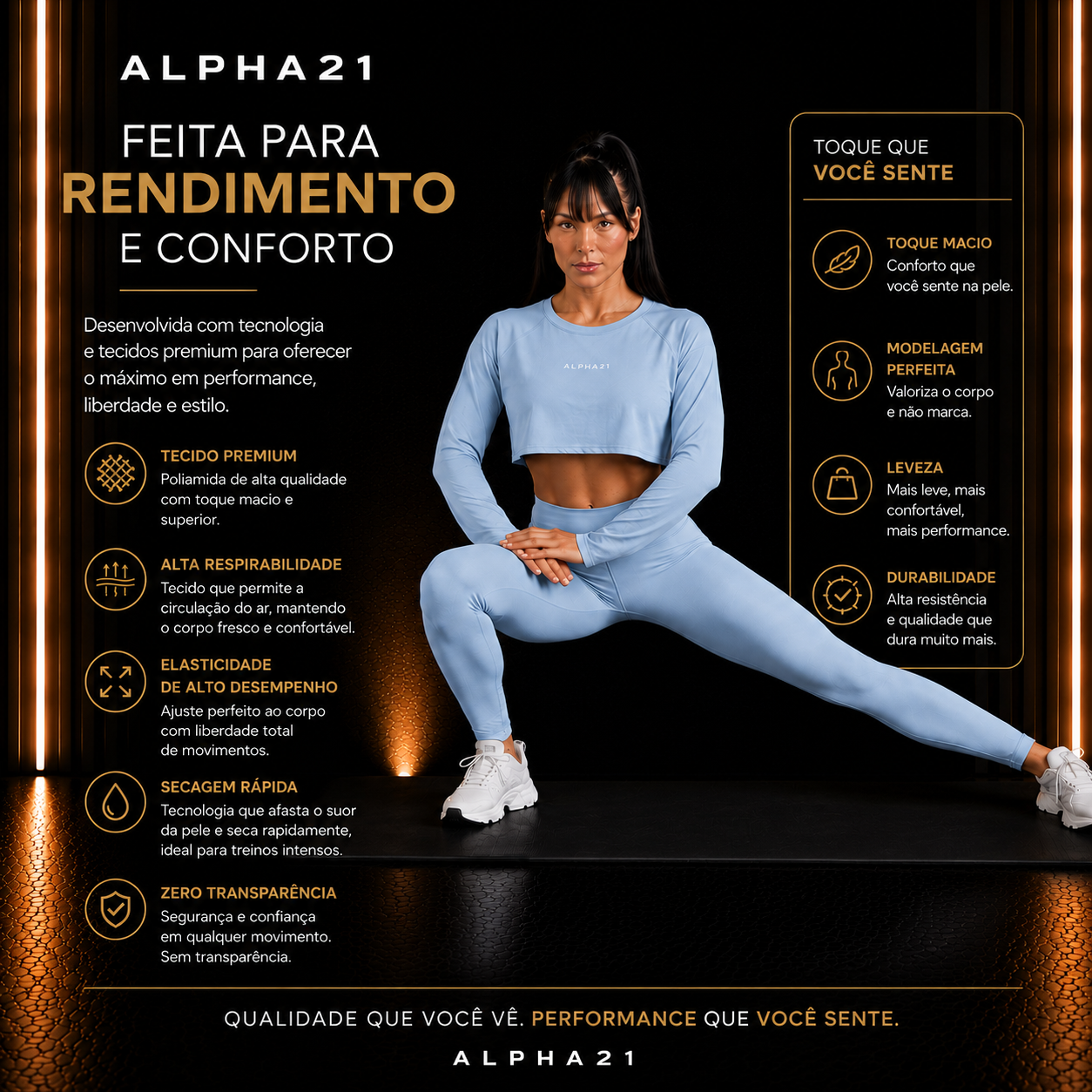 Blusa Fitness Feminina ALPHA21 | Manga Longa Performance
