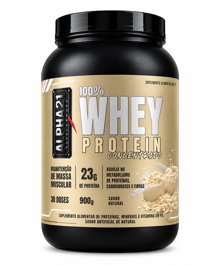 Whey Protein Natural Sem Sabor ALPHA21 | Concentrado 900g