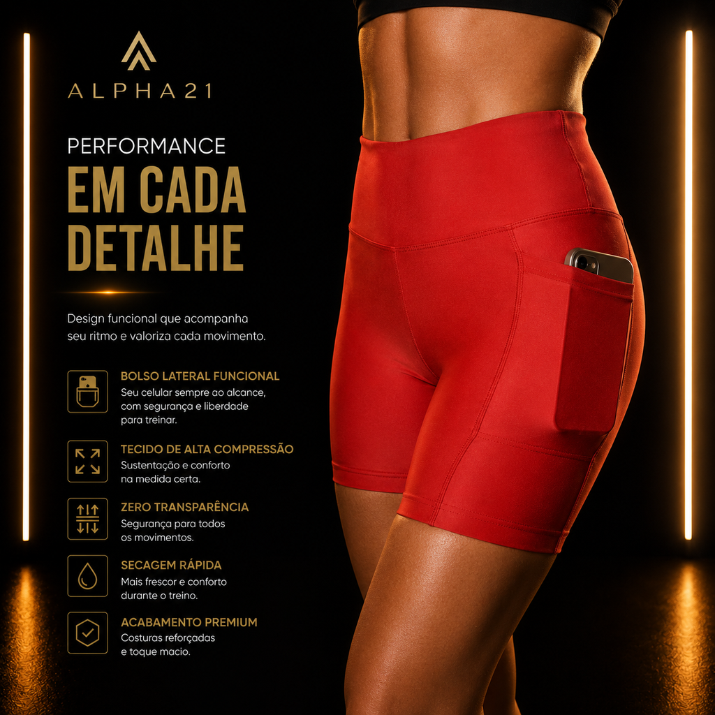 Shorts Fitness Feminino ALPHA21 | Alta Performance