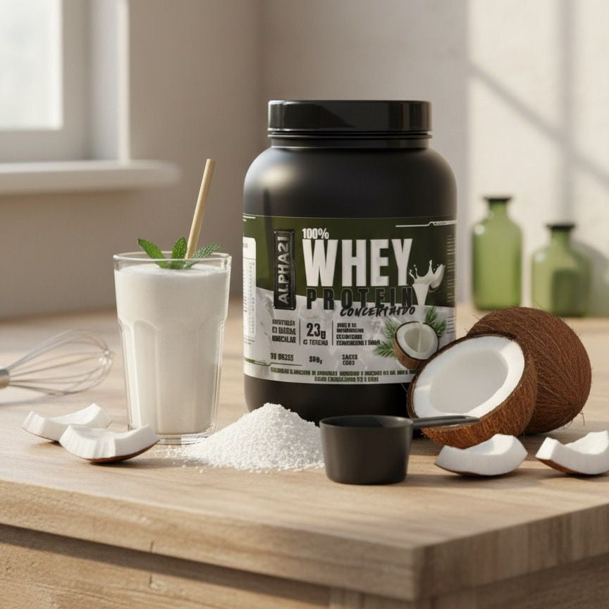 ALPHA21 PURE WHEY — SABOR COCO (900G)  ⭐️⭐️⭐️⭐️⭐️ 5.982 avaliações | Pureza Tropical e Desempenho Real