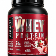 Whey Protein Concentrado ALPHA21 900g | Sabor Morango