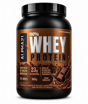 Whey Protein Concentrado ALPHA21 900g  Sabor Chocolate
