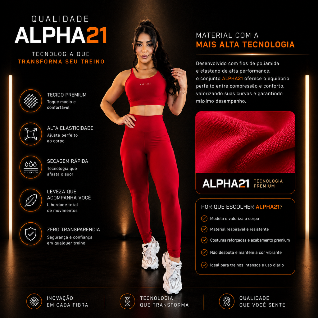 Conjunto Feminino ALPHA21: Legging e Top Compressão