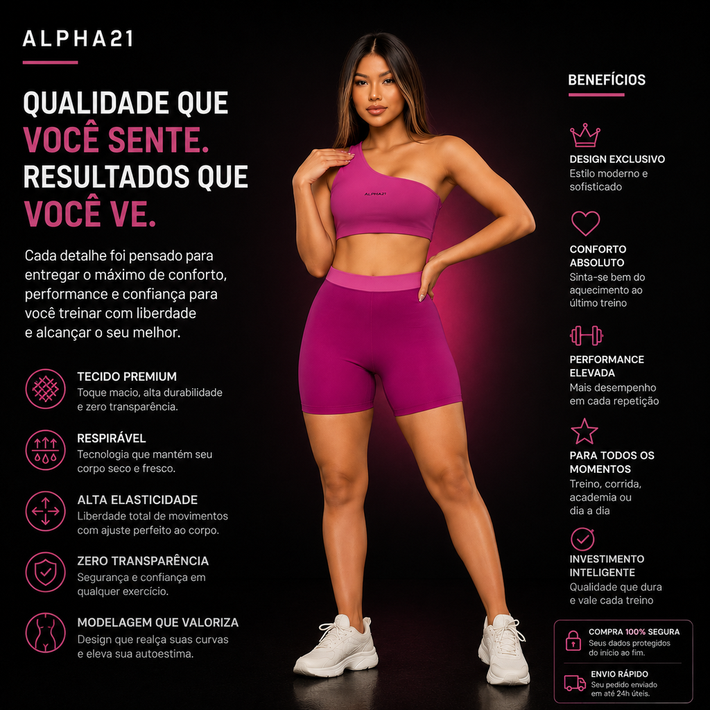 Conjunto Fitness Feminino Bicolor ALPHA21 para Performance