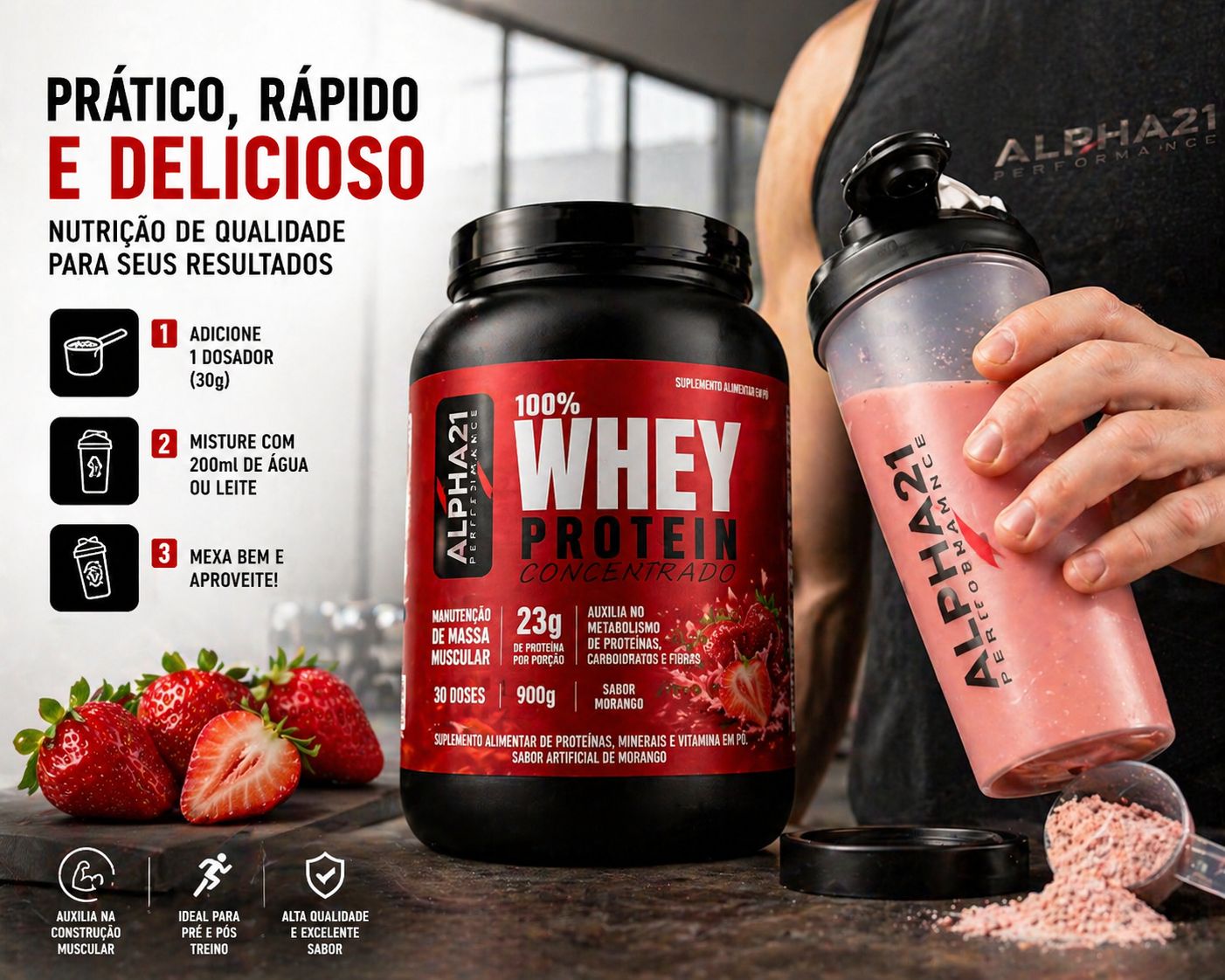 Kit Trio Whey ALPHA21 – Performance e Ganho Muscular