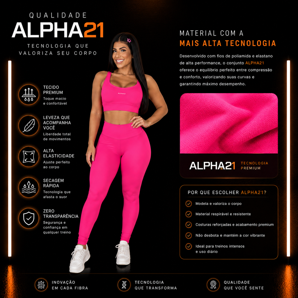 Conjunto Feminino ALPHA21: Legging e Top Compressão