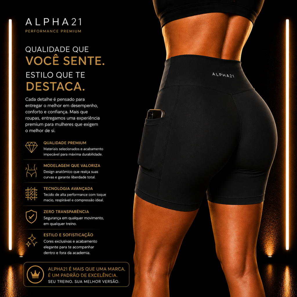 Shorts Fitness Feminino ALPHA21 | Alta Performance