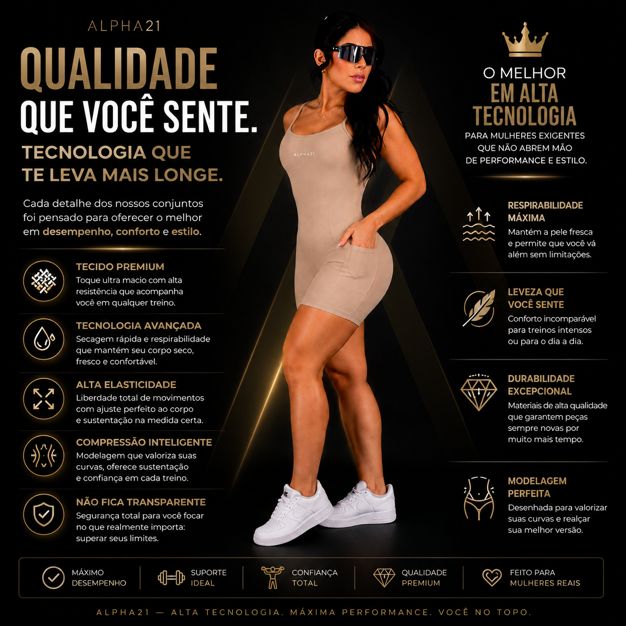 Macaquito Fitness Feminino ALPHA21 - Alta Compressão