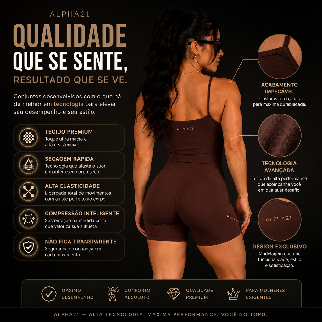 Macaquito Fitness Feminino ALPHA21 - Alta Compressão
