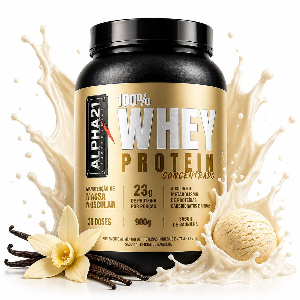 Whey ALPHA21 Baunilha 900g – proteína concentrada para atletas