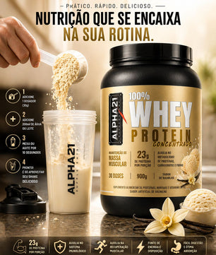 Proteína concentrada ALPHA21 Baunilha – 900g para ganho muscular