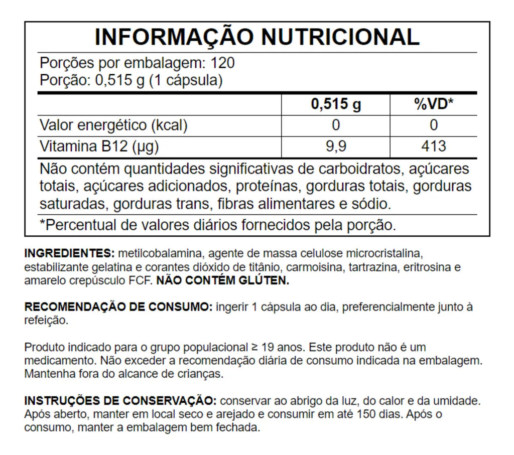 Pote B12 Metilcobalamina ALPHA21 – Suplemento Premium 60 Cápsulas