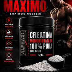 Pote Creatina Monohidratada ALPHA21 500g – zero carbo, alta performance