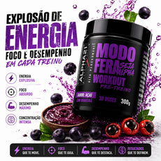 Pré-Treino ALPHA21 sabor Açaí – 300g com fórmula de energia e foco
