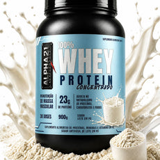 Whey Protein ALPHA21 Leite em Pó 900g - Suplemento proteico concentrado com 24g de proteína, BCAAs e aminoácidos essenciais - Fabricado sob BPF ANVISA