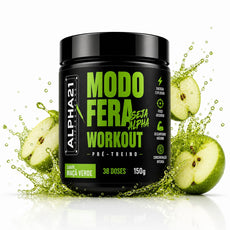 Pré-Treino ALPHA21 Maçã Verde 150g - Suplemento pré-treino com cafeína, beta-alanina e citrulina para energia e foco - Fabricado sob BPF ANVISA

