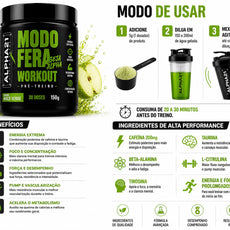 Pré-Treino ALPHA21 Maçã Verde – energia e foco para treino intenso