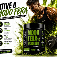 Suplemento pré-treino ALPHA21 Maçã Verde – 150g para máximo desempenho