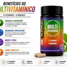 MULTI VIT ALPHA21 – vitaminas e minerais completos em 30 cápsulas