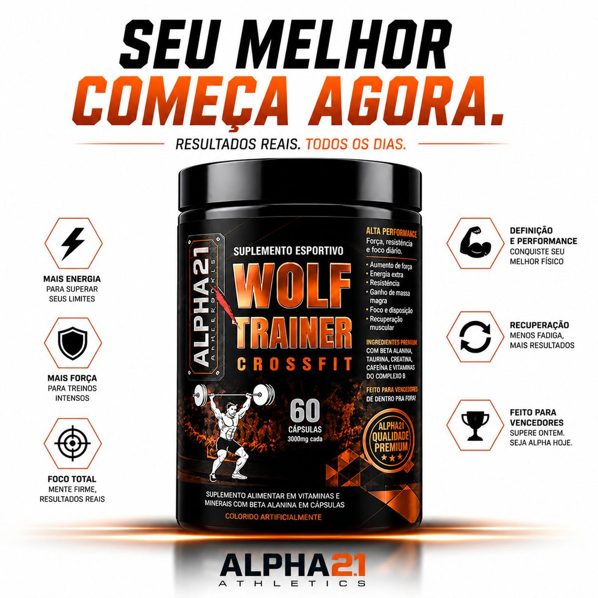 WOLF TREINER ALPHA21 – suplemento para CrossFit e treino funcional