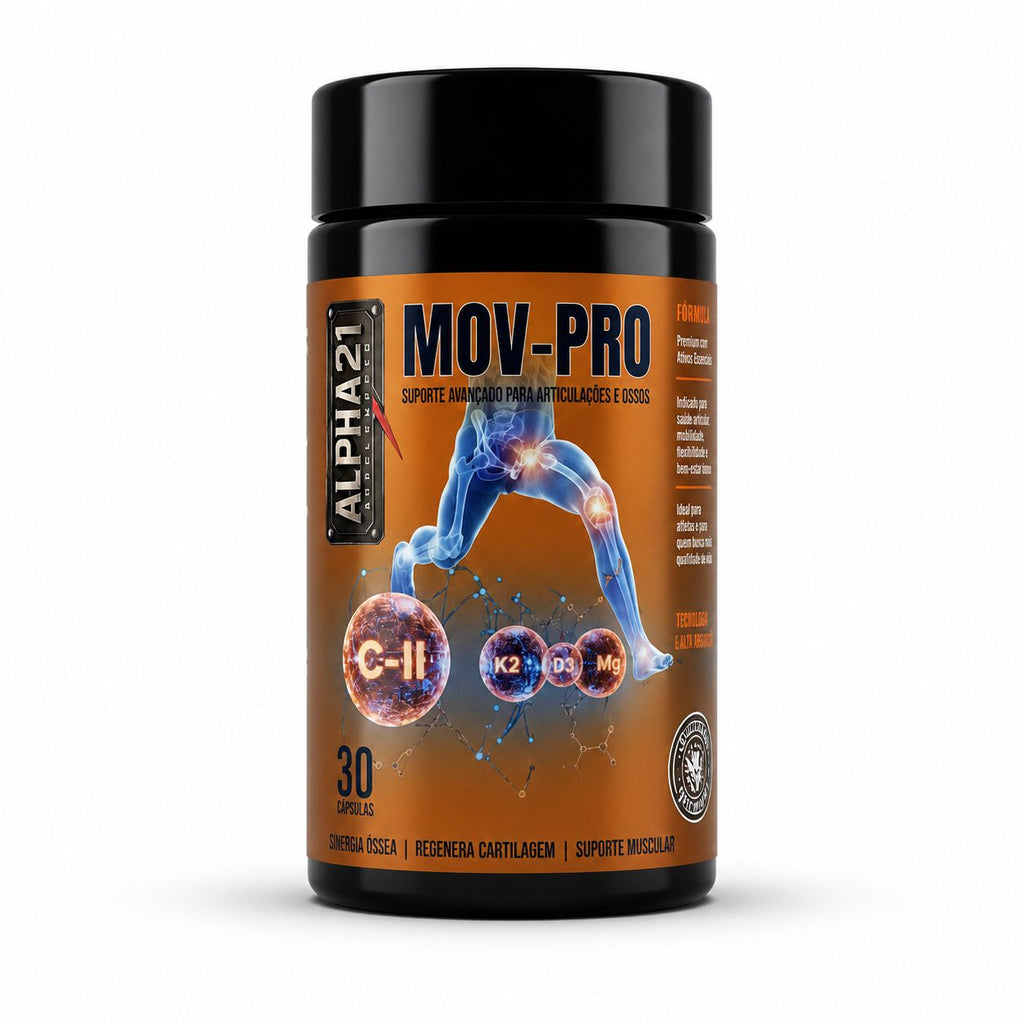 MOVE PRO ALPHA21 – suplemento para suporte articular com colágeno, glucosamina e condroitina, fabricado sob BPF/ANVISA