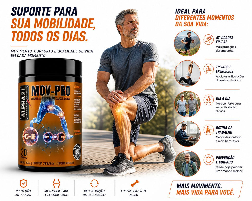 Colágeno articular ALPHA21 MOVE PRO – proteção e mobilidade das articulações