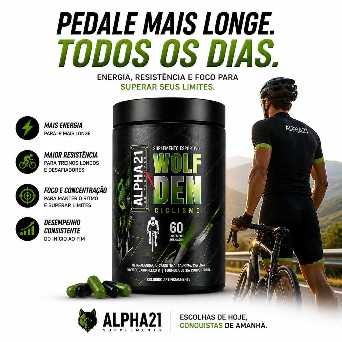 Kit ALPHA21 performance esportiva – suplementação completa em cápsulas
