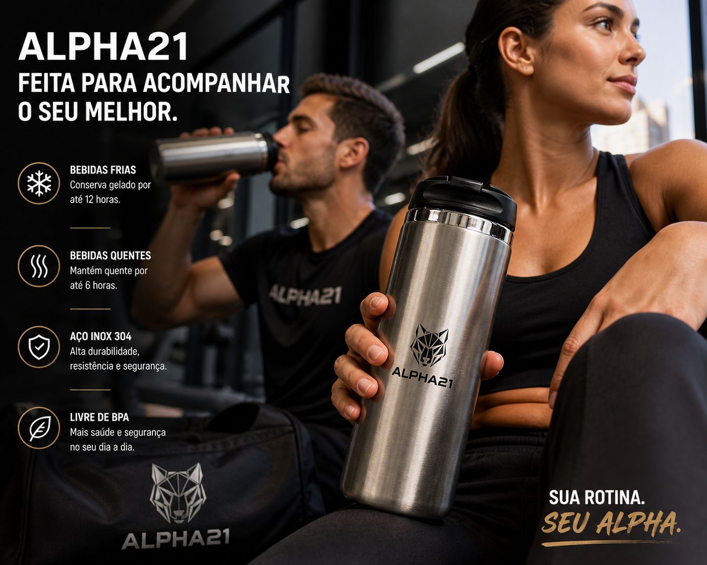 Squeeze ALPHA21 fitness – garrafa para hidratação na academia