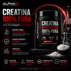 Suplemento creatina ALPHA21 – monohidratada pura 210g eficaz