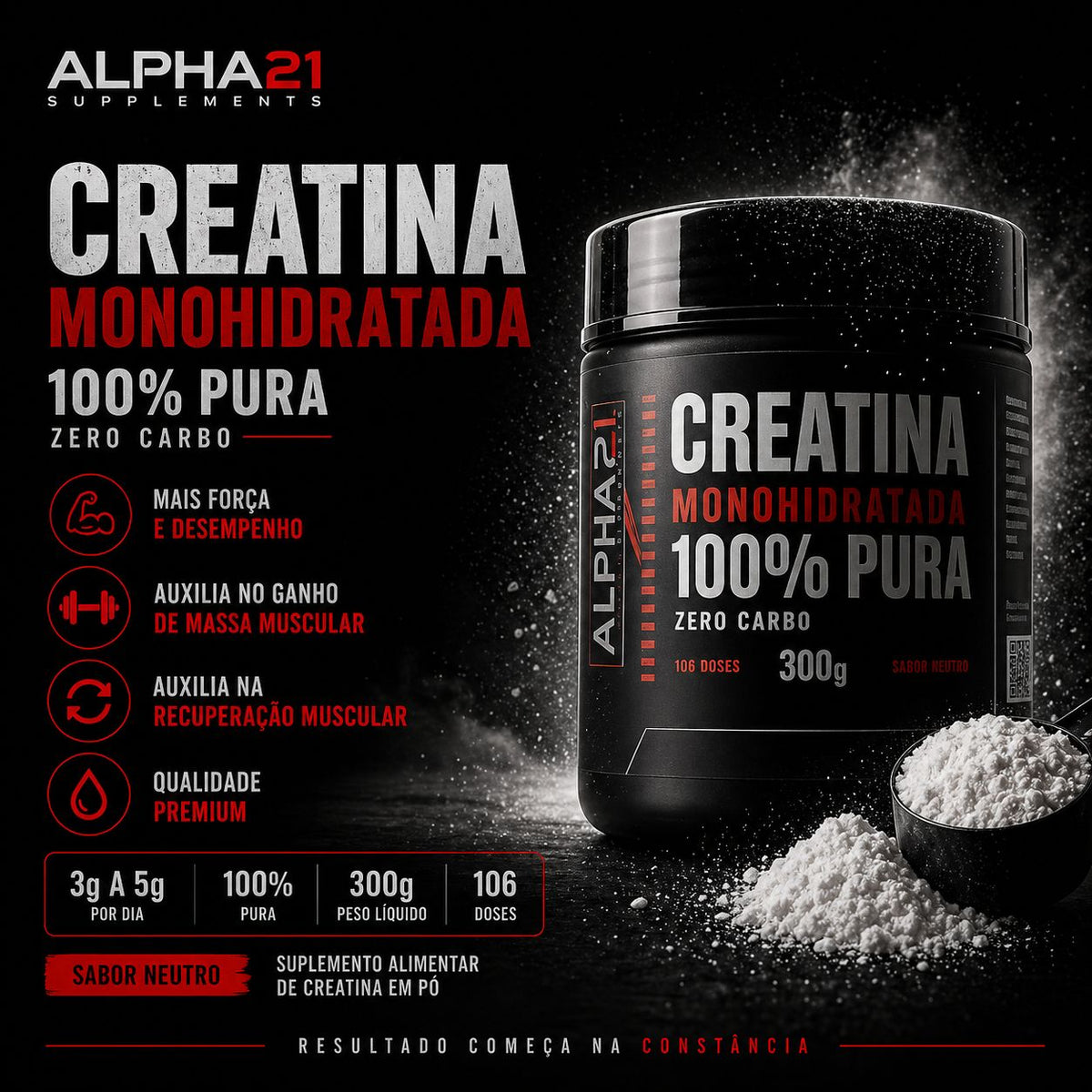 Combo hipertrofia ALPHA21 – proteína, creatina e energia pré-treino