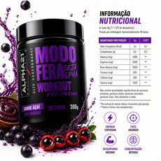 Suplemento pré-treino ALPHA21 Açaí – 300g para máximo desempenho
