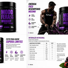 Pré-Treino ALPHA21 Açaí 300g – energia, foco e performance premium