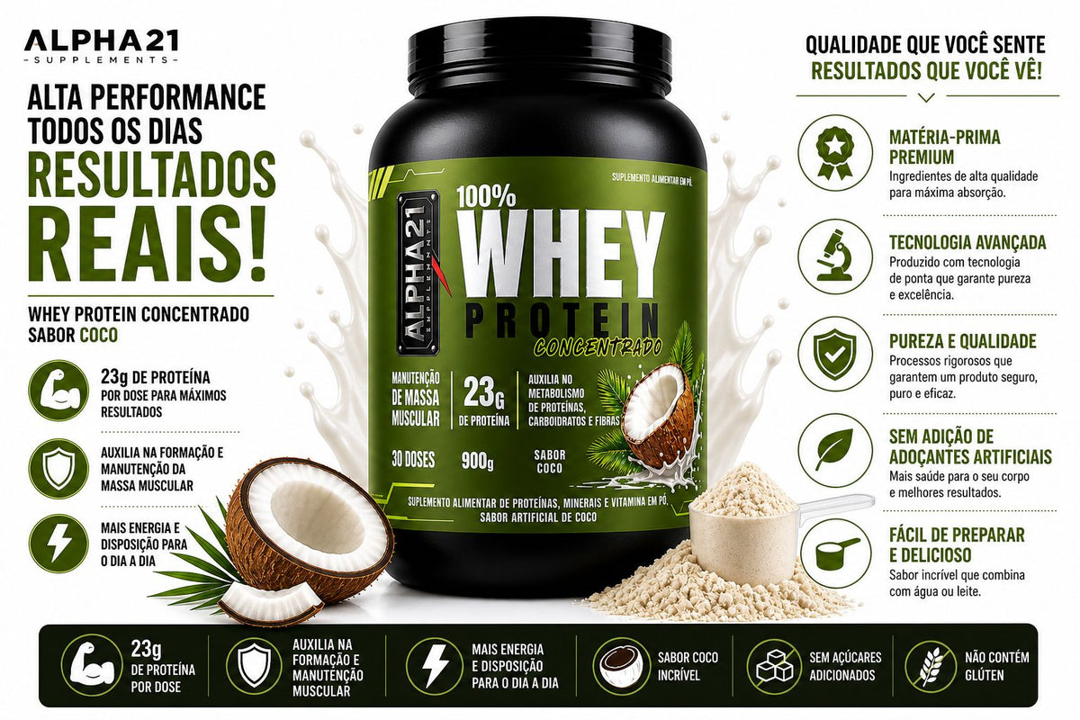 Stack ALPHA21 | Whey Protein + Creatina + Pré-Treino – Kit com 3 Suplementos