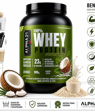 Proteína concentrada ALPHA21 Coco – 900g para hipertrofia