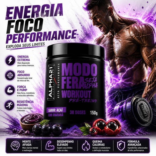 Stack ALPHA21 | Whey Protein + Creatina + Pré-Treino – Kit com 3 Suplementos