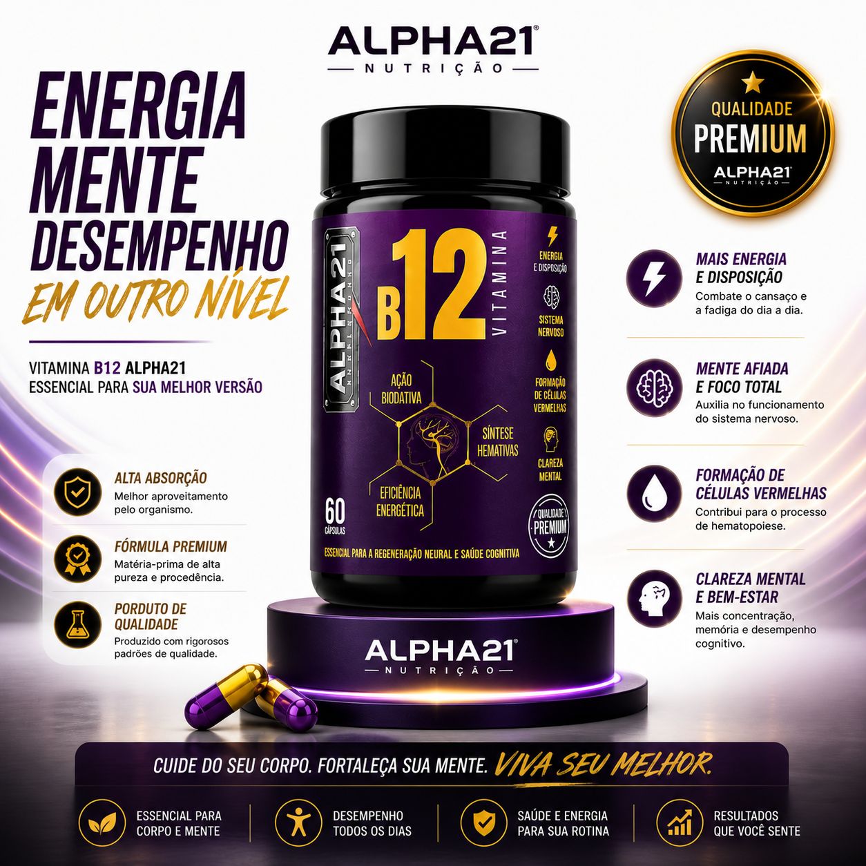 B12 Metilcobalamina: Suporte Energético Premium