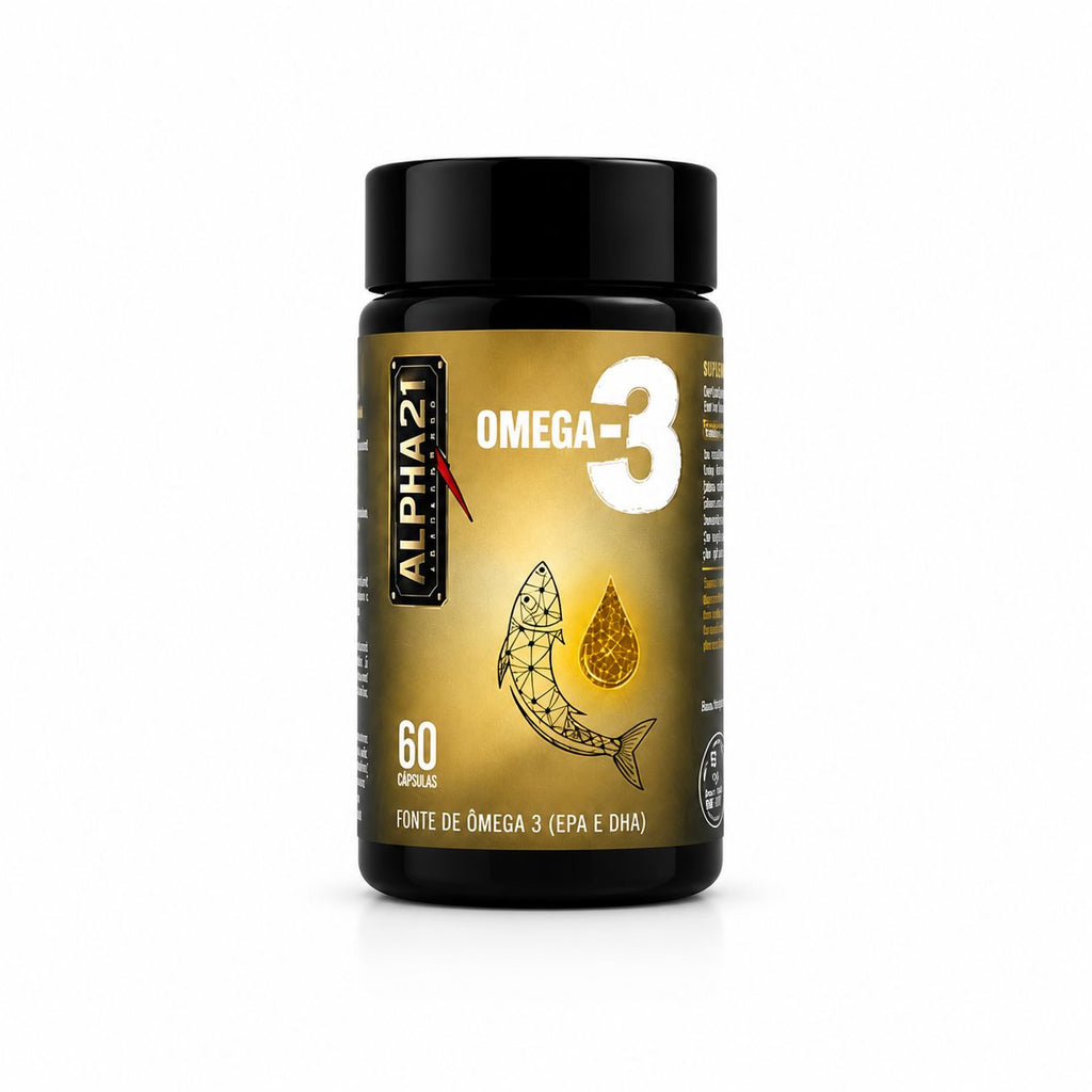 Pote de Omega 3 ALPHA21  – suplemento premium de alta qualidade para saúde cardiovascular e desempenho máximo