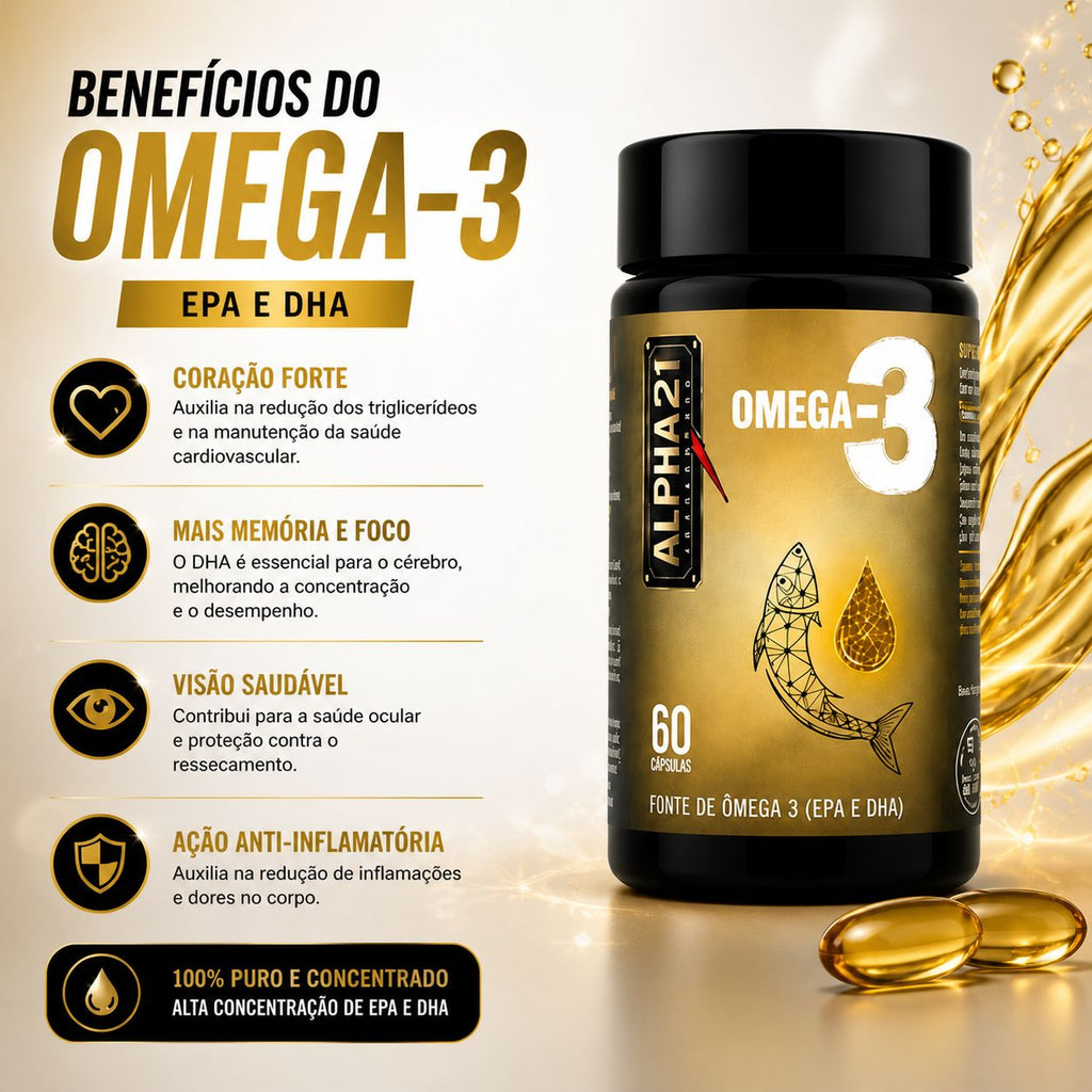 Suplemento Omega 3 ALPHA21 – EPA e DHA para saúde cardiovascular