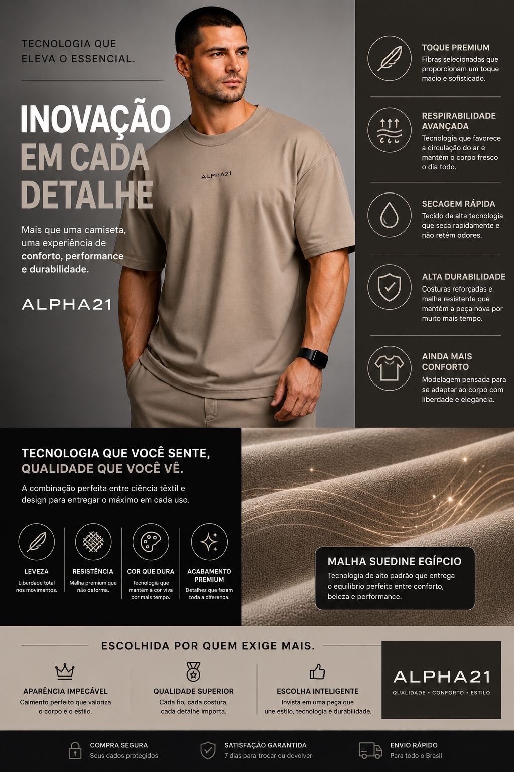 Camisa Oversized Pano Egípcio ALPHA21 | Suedine
