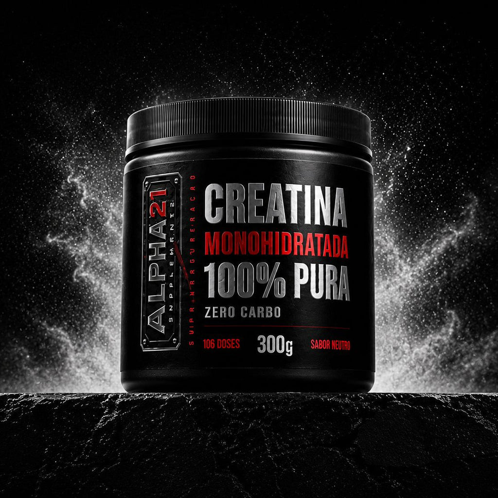 Creatina Monohidratada Pura ALPHA21 300g – suplemento premium para força e hipertrofia